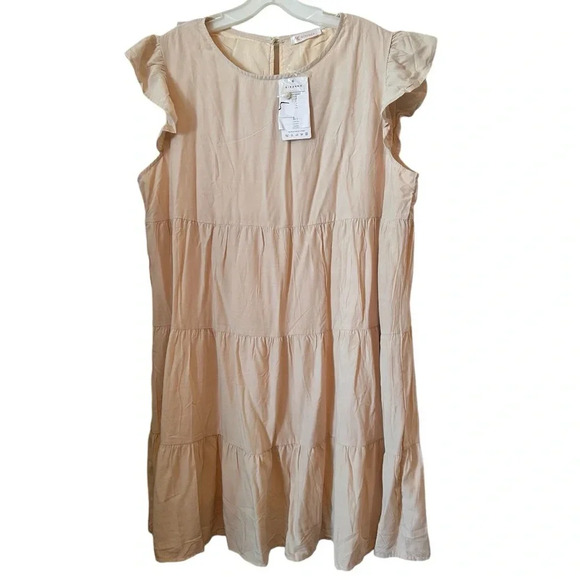 NWT Women’s 3 Tiered Baby Doll Dress Short Sleeved Mini Dress, Short Cap Sleeved - Picture 7 of 9
